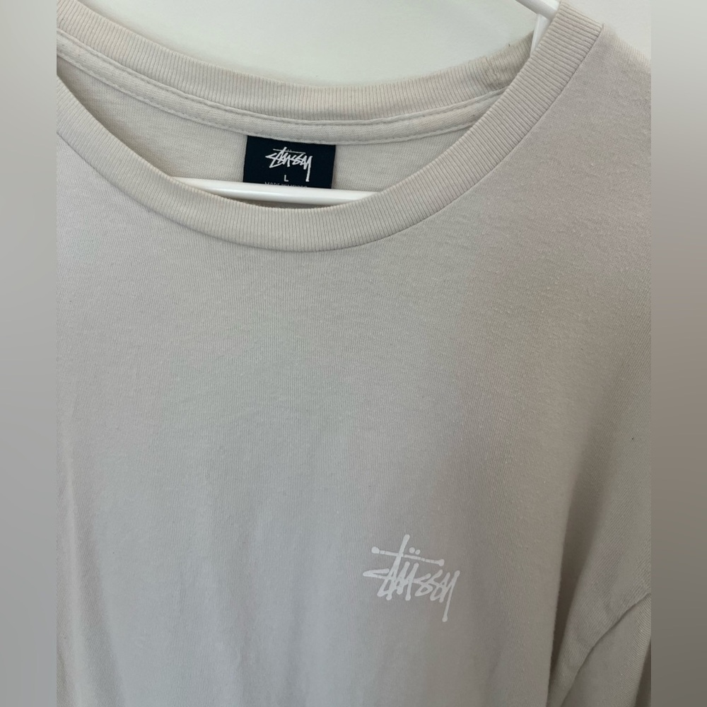 Stussy Cream Short Sleeve Tee Casual Cotton Crew Neck